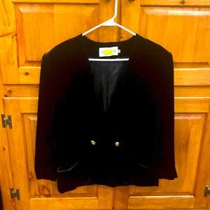 Fancy velvet, dark navy party jacket. Size 12.